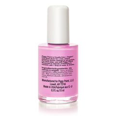 Échantillon Piggy Paint Pinkie Promise rose néon sur ongle d'enfant, couleur vive.