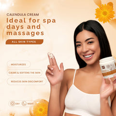 Pili Natural Crème Calendula, texture non-grasse pour peau confortable.