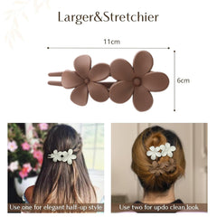 Pince plat clip fleur beige mat : look discret et pratique.