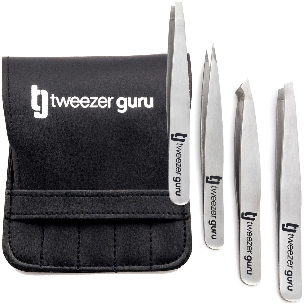Pinces-sourcils guru – ensemble professionnel avec étui pour un rangement sûr.