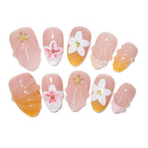 Ongles pink2592 avec fleurs 3D roses et blancs, idéal usage quotidien.