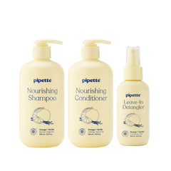Pipette Shampoing Enfant: cheveux propres et démêlés grâce au parfum orange vanille.
