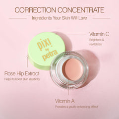 Texture crème lumineuse de Pixi Correction Concentrate pêche prête à l’application.