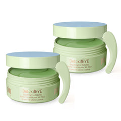 Patchs hydrogel Pixi DetoxifEYE en boîte dégonflent le contour des yeux pour un regard plus frais.