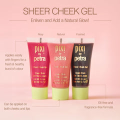 Texture lumineuse du gel blush Pixi, touche subtile et naturelle.