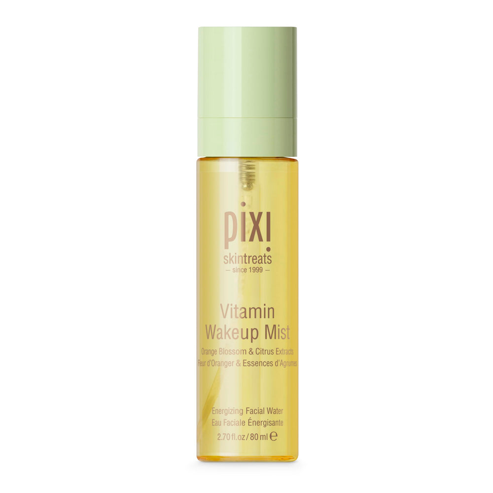 Pixi Vitamin-C Wakeup Mist sur flacon, réveille la peau et hydrate.
