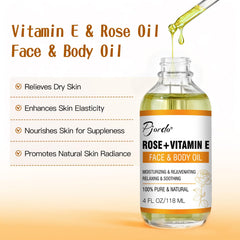 Pjordo Huile vitamine E rose – texture agréable pour peau sèche et nourrie.