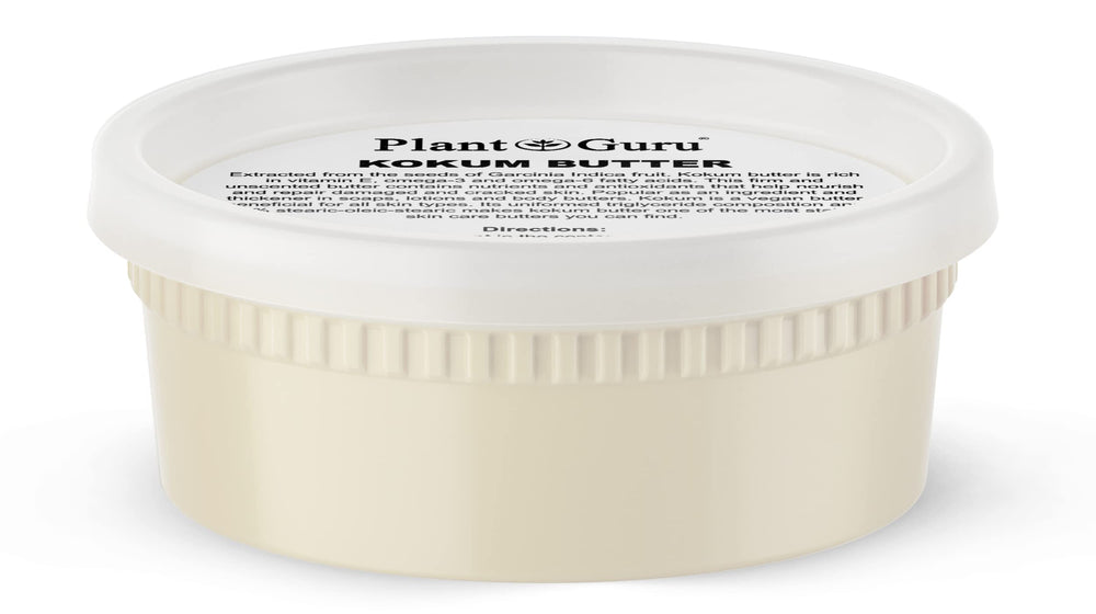 Beurre Kokum pur Plant Guru dans un pot, hydratation durable pour la peau.