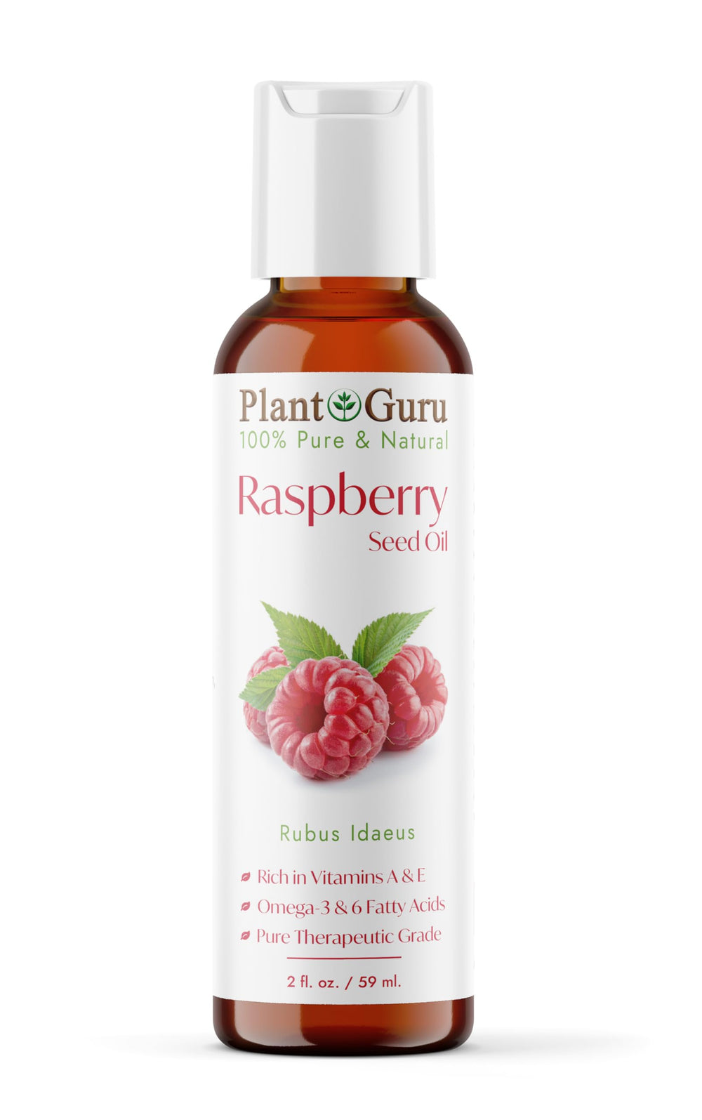 Plant Guru huile pépins-framboise rouge en bouteille, hydratation légère pour visage et peau