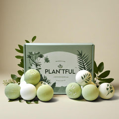 Plantful bombe de bain dans la main, hydratation nourrissante et parfum subtil.