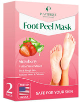 Plantifique masque exfoliant pieds fraise: pieds plus lisses après exfoliation.