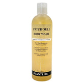 Plantlife Patchouli Body Wash en bouteille, arôme terreux et hydratant.