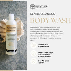 Texture crèmeuse du Plantlife Patchouli Body Wash pour peau douce.