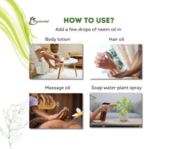 Utilisation visage et cheveux avec Plantovika neem pur, nourrissante et polyvalente.