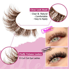 Pleell cils faux pelage synthétique 6D pour un effet volumineux.