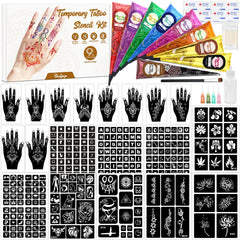 PllusJoys palette de 9 couleurs pour tatouages temporaires faciles et éclatants.