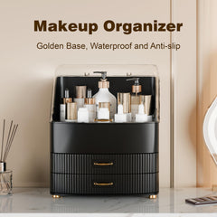Plukers Organisation maquillage avec poignées métal luxe et ouverture fluide.