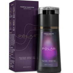 Polar Hair Care: bouteille de shampooing colorant violet prête pour cheveux gris.
