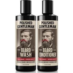 Polished Gentleman Beard Wash: bouteille nettoyante pour barbe, douceur et propreté.