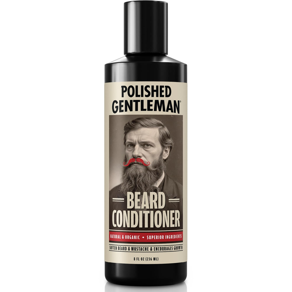 Polished Gentleman conditionneur barbe flacon et versement : application rapide et facile.