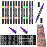 Ponhey tatouage temporaire avec 24 couleurs et pochoirs pour designs uniques.