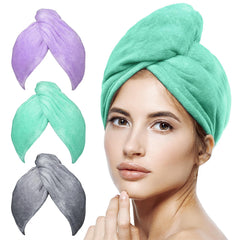 POPCHOSE serviette-cheveux microfibre rose, séchage rapide sans frottement.