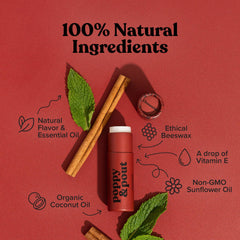 Tube recyclable Poppy & Pout, notice écoresponsable et format jumbo.