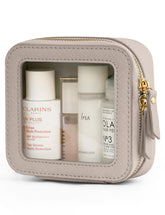 Trousse Popvibe transparente ouverte, visibilité immédiate des essentiels.