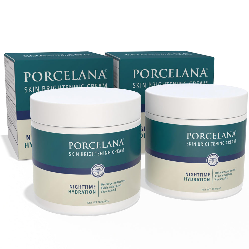 Porcelana Crème Nuit Hydratante sur le visage, texture veloutée et hydratante.