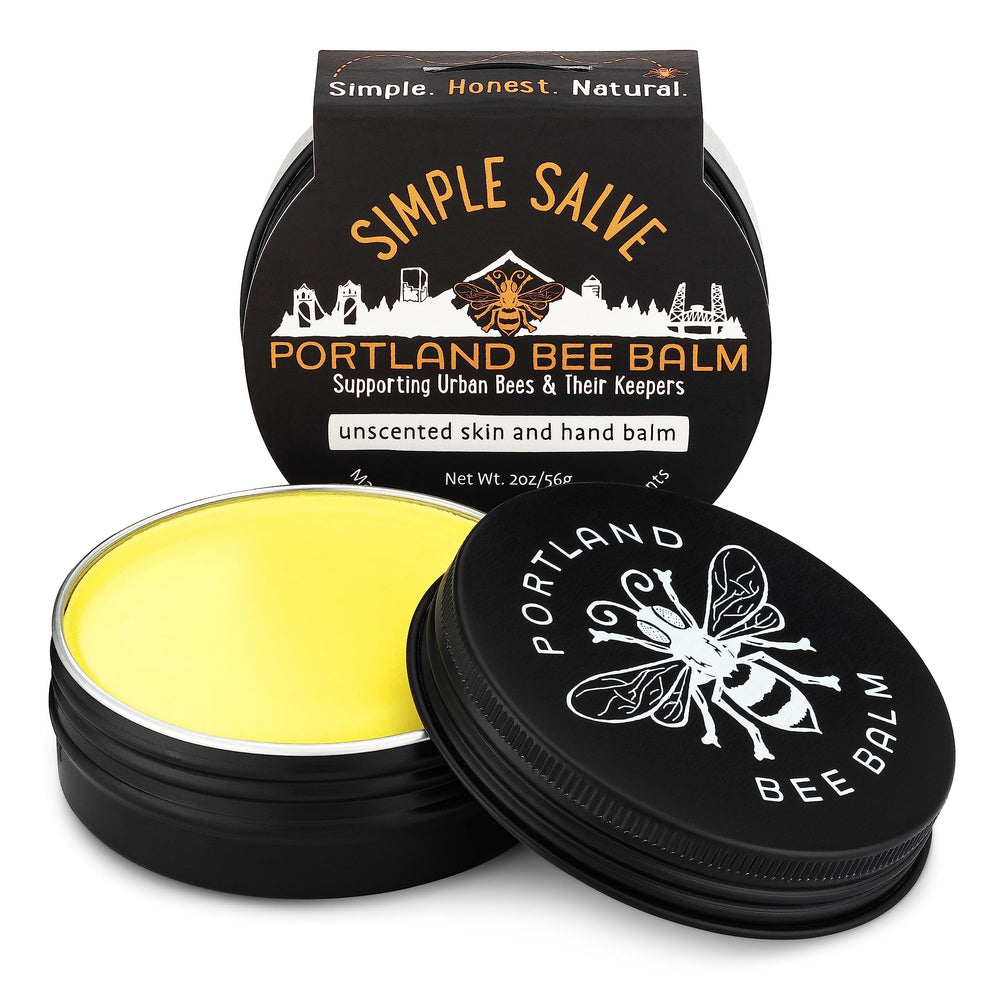 Portland Bee Balm Simple Salve présenté dans un emballage éco-responsable pour le soin quotidien