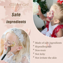 Gel à paillettes Prehot pour les yeux et le visage, effet scintillant.