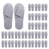 Premium spa slippers 16-pack gray packaging demonstrates hygienic guest-ready setup.