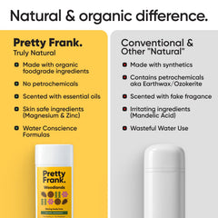 Pretty Frank Woodlands ingredients close-up: coconut oil and shea butter soothe skin.