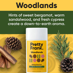Pretty Frank Woodlands scent close-up with bergamot, sandalwood, cypress.