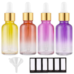 PrettyCare bouteilles goutteur arc-en-ciel pour mélanges d'huiles essentielles.