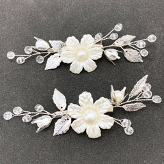 PrettyLife dentelle-feuilles argent broche-cheveux mariage, design délicat et durable.