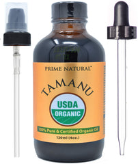 PRIME NATURAL Huile Tamanu — bouteille pompe, hydratation pratique et rapide.