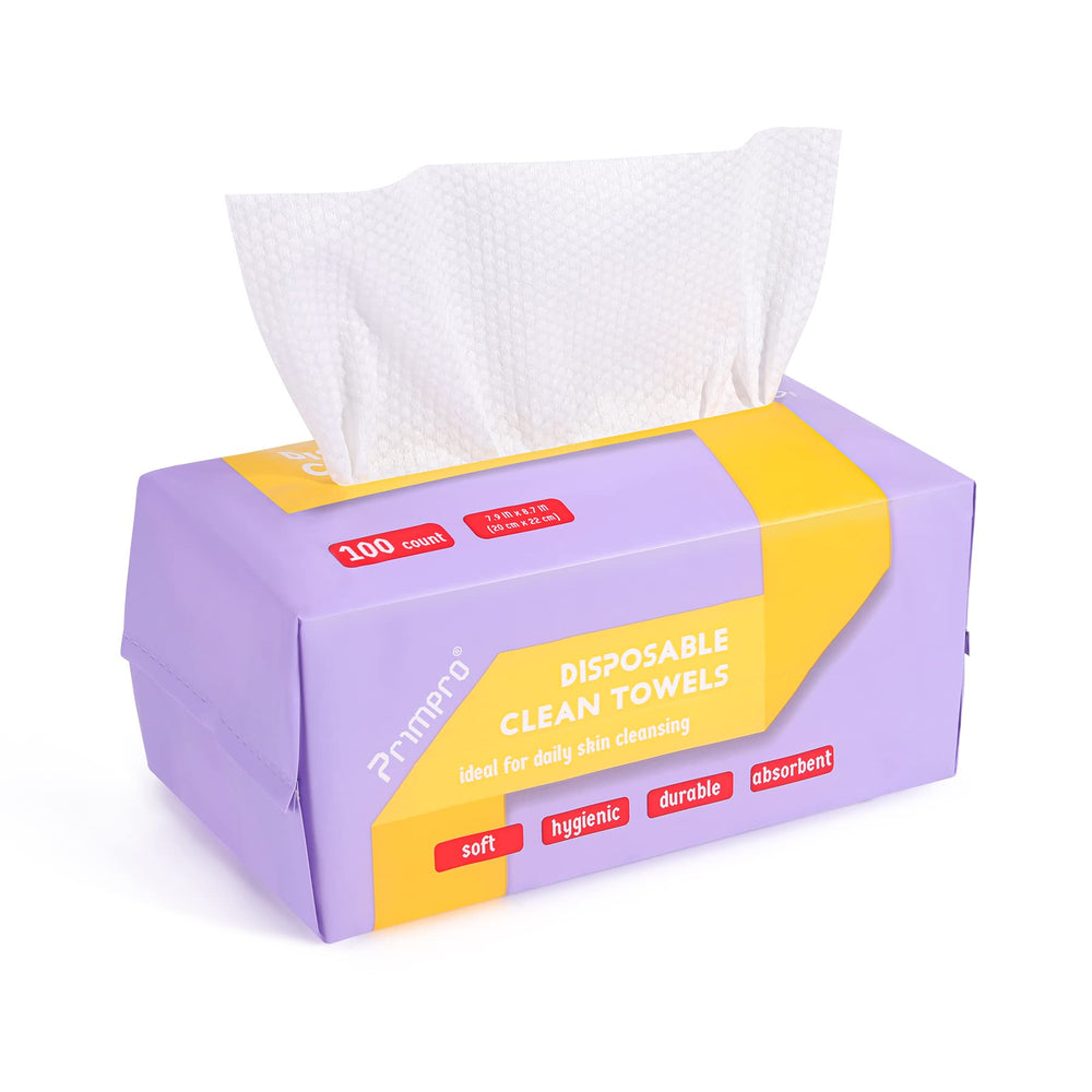Primpro pack lingettes visage jetables 100 unités, commodité pratique au quotidien.