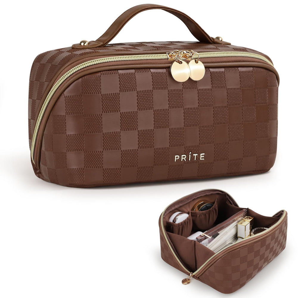 Prite sac à maquillage ouvert plat, accès rapide à vos articles.
