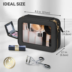 Prite sac cosmétique noir, matériau transparent pour visibilité instantanée