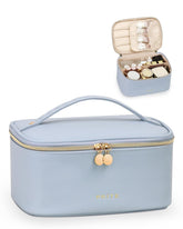 Prite sac maquillage grande capacité bleu, rangement pratique pour tout votre nécessaire beauté