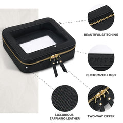 Prite sac maquillage vegan cuir luxe, design épuré.