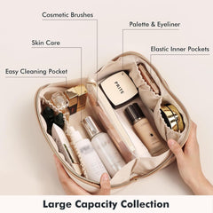 Prite sac maquillage voyage beige diviseur transparent évitant les mélanges de produits