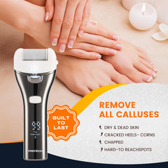 PRITECH rasoir électrique pour pieds — têtes ponce pour peau plus lisse.