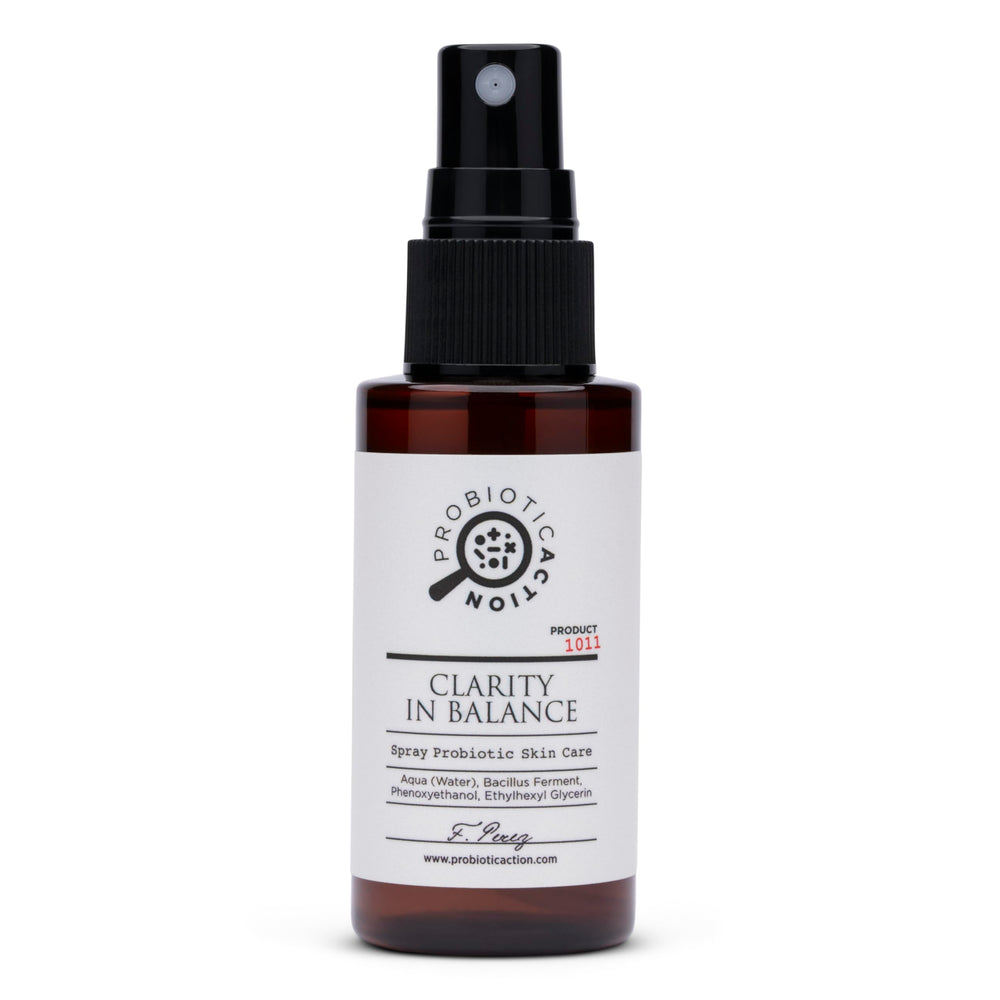 Probiotic Action Clarity in Balance bottle shown for daily skin refreshment and calm feel