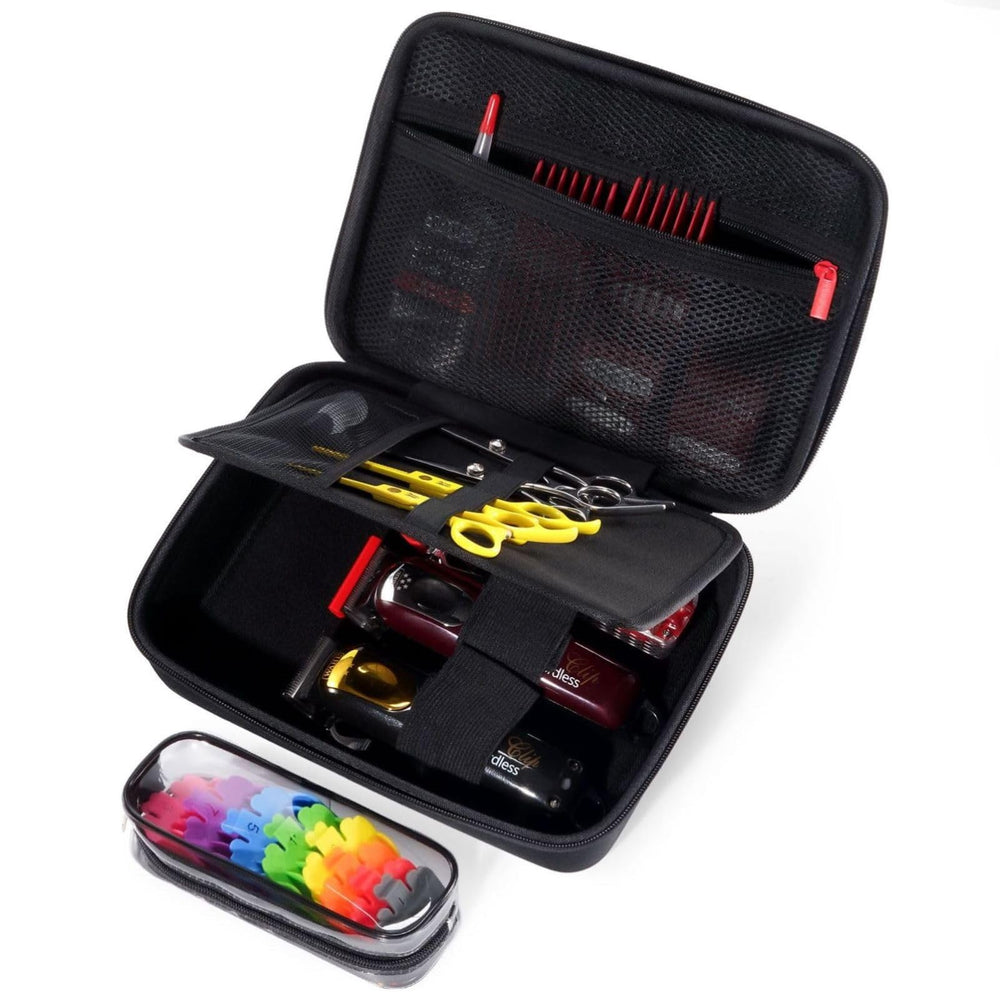 ProCase étui rigide pour barbier montrant le rangement sûr des accessoires