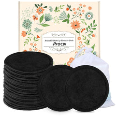 Prociv disques démaquillage réutilisables en bambou et coton pour une peau douce.