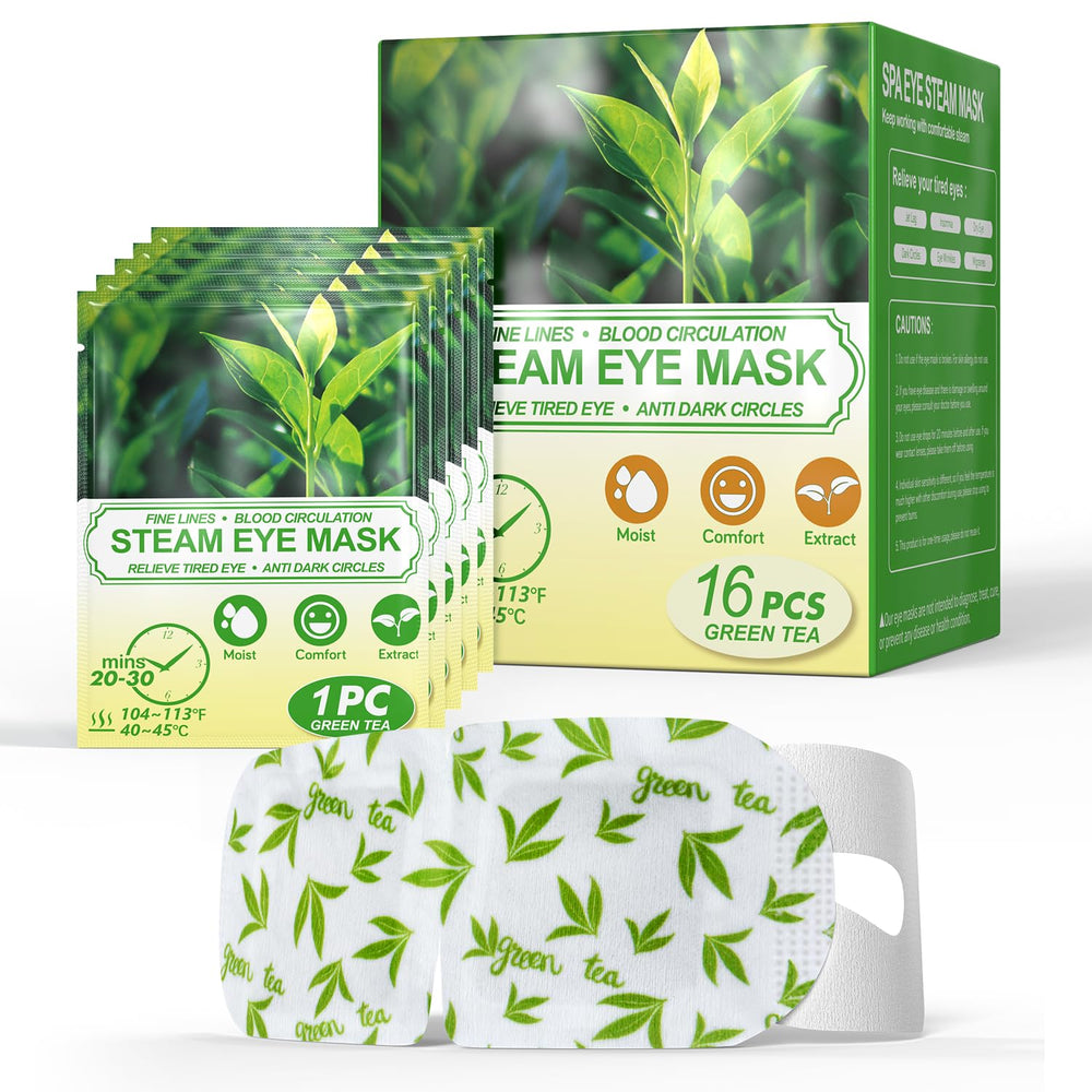 ProCIV masque yeux vapeur thé vert, ensemble de 16, pour relaxation et confort oculaire.