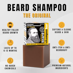 Shampoing barbe Professor Fuzzworthy's avec étiquette Tasmanie, nourrit la peau.