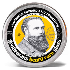 PROFESSOR EDWARD J FUZZWORTHY'S baume-barbe formulé pour donner brillance et douceur.